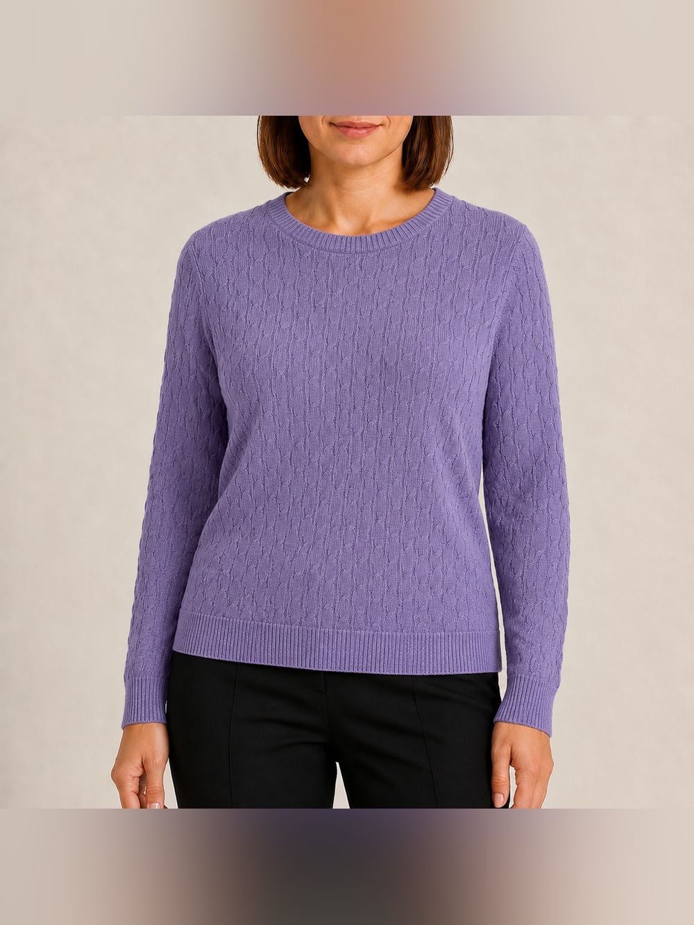 Talbots Lavender Cable Knit Crewneck Sweater - Women's